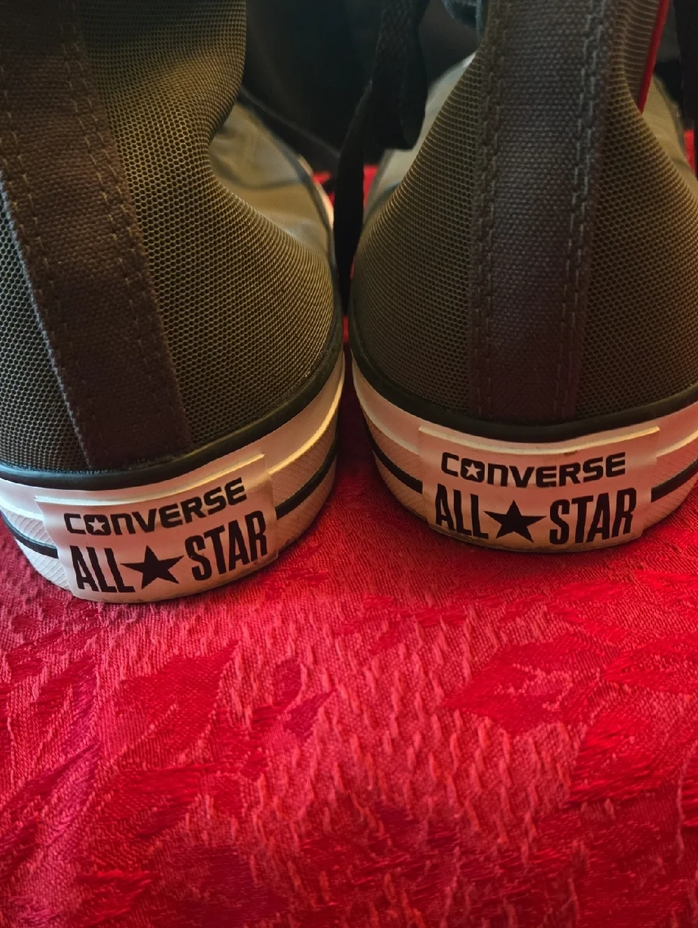 Converse Gray High-Top Sneakers with White Soles and Red Converse Accent - Picture 2 of 5